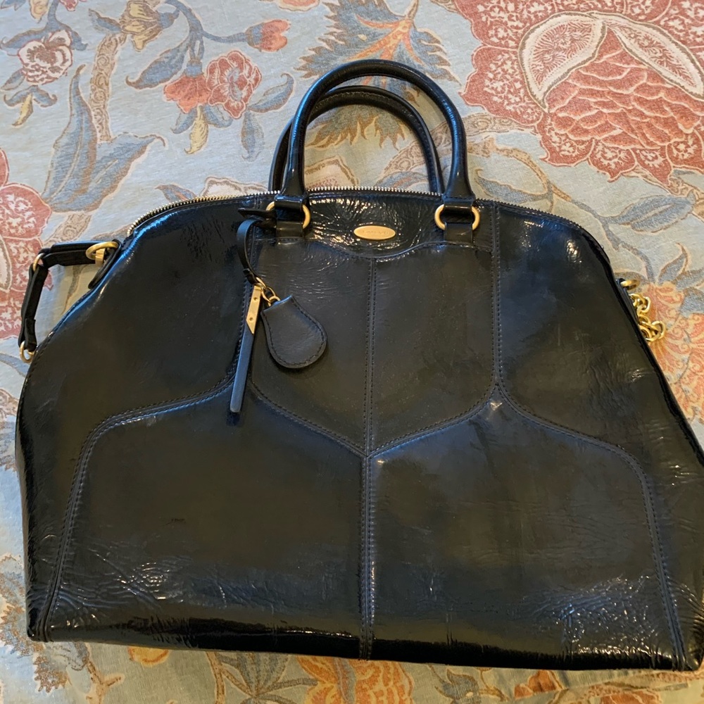 Black patent leather Tahari purse.